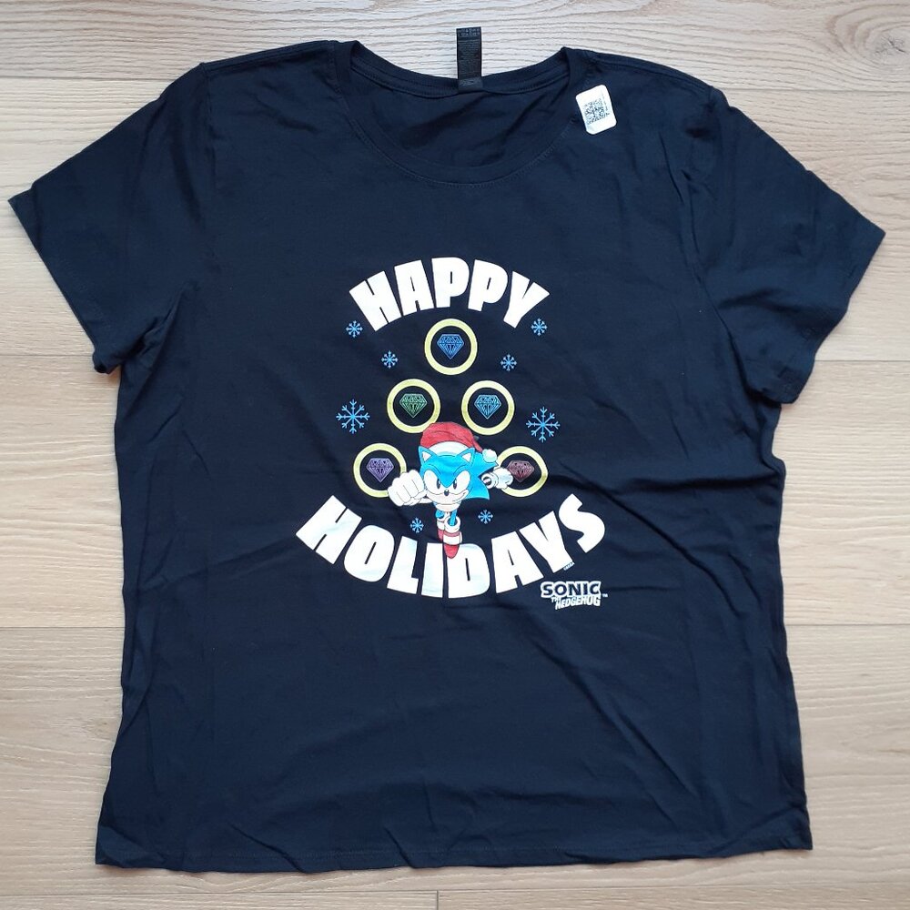 New Women's XL - Sonic Happy Holidays Chaos Tree - T-Shirt